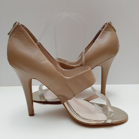 ALDO Everest Leather Open Toe High Heel Sandals Nude Cream & Silver Sz 10 Eur 41 - Picture 8 of 16